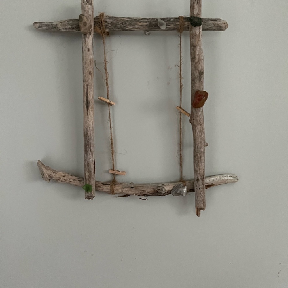 Lake Michigan Driftwood and Fossil and sea glass Memory Catcher / photo frame - Picture 5 of 5